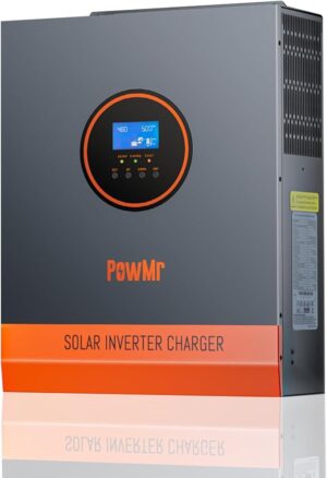 PowMr Solar Hybrid Inverter 3000W 24VDC to 110VAC, 3KW Off-Grid Hybrid Inverter with 80A MPPT Charge Controller